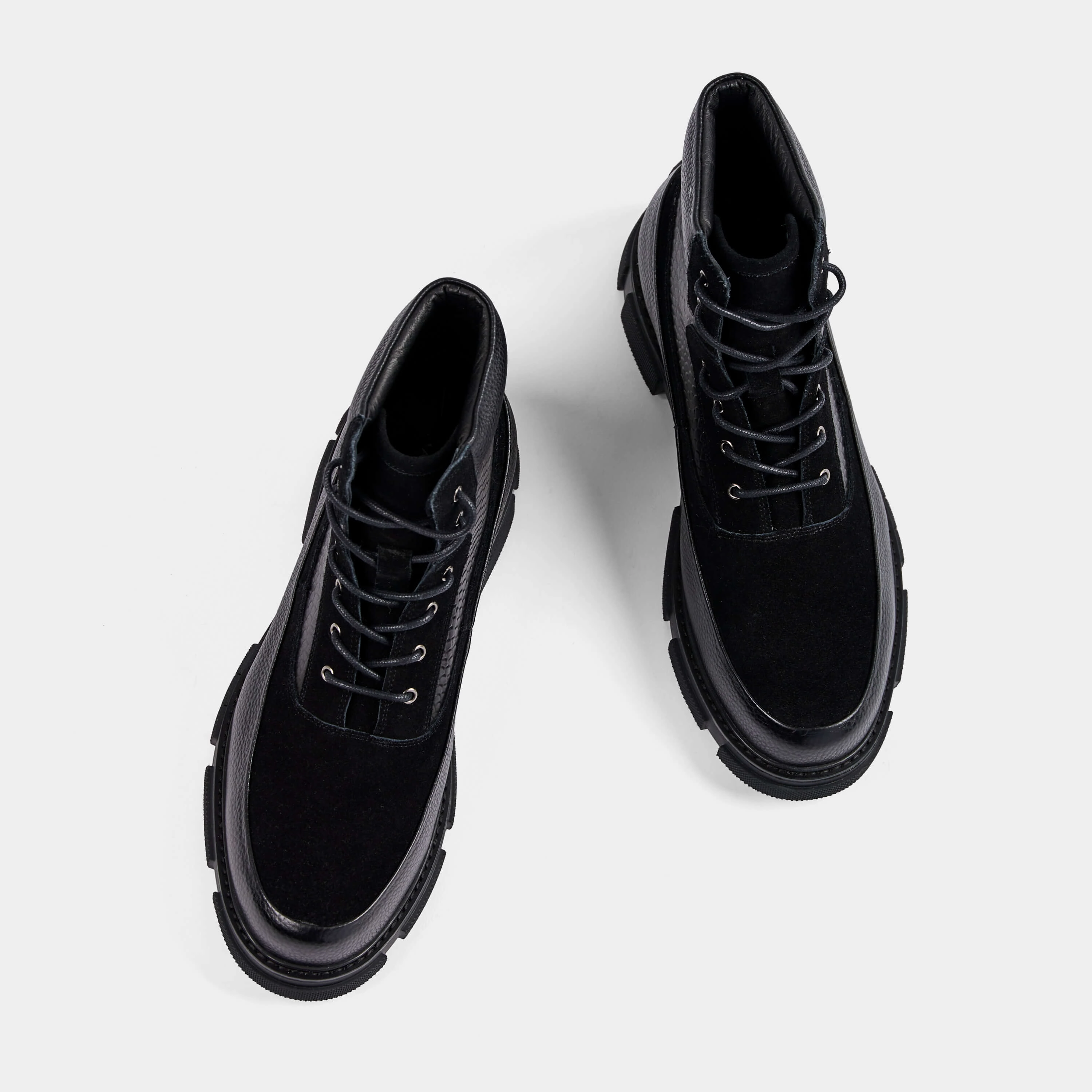 Otis Black Leather Combat Boots Crocs Bump It Rain Boot