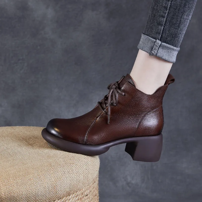 Women Handmade Soft Cowhide Chunky Heel Ankle Boots Kamik Marina Rain Boots