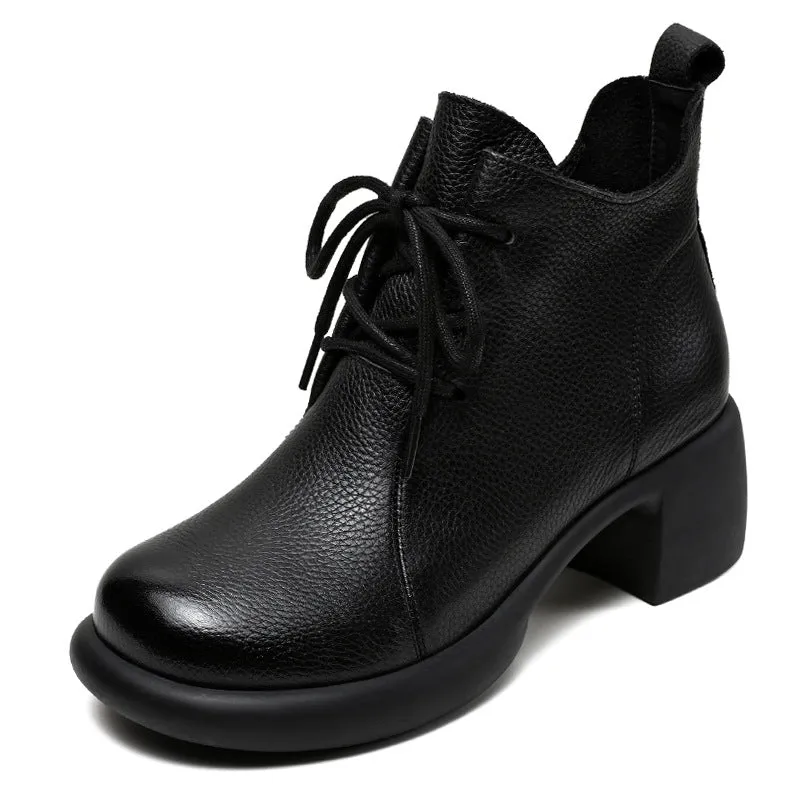 Baffin Packable Rain Boots Women Handmade Soft Cowhide Chunky Heel Ankle Boots