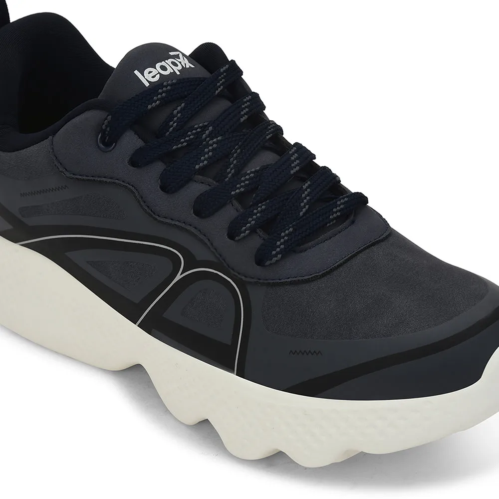 Running Shoes For Winter Leap7x Navy Blue Sports Lacing Running Shoes For Men WATSON-1E By Liberty