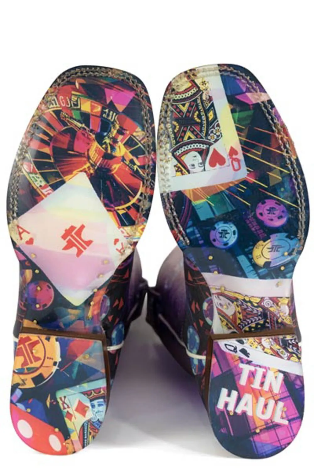 Split Toe Boots Tin Haul Womens Lady Luck Black/Purple Leather Games of Chance Cowboy Boots