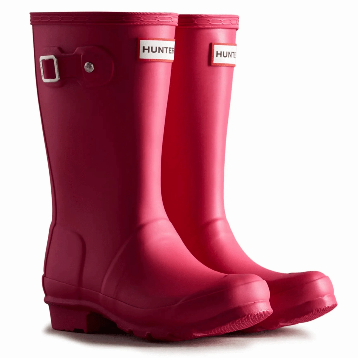 Hunter Kids' Original Bright Pink Low Ankle Boots With Heel