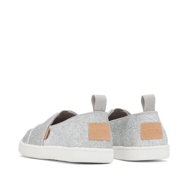 Toms Alpargata 10017760 Kids Silver Glimmer Slip On Dress Shoes JOBB892 Raiders Slides