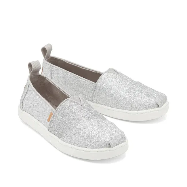 Tik Tok Slippers Toms Alpargata 10017760 Kids Silver Glimmer Slip On Dress Shoes JOBB892