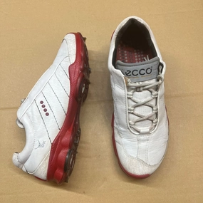 Spike Or Spikeless Golf Shoes Men's Ecco Biom Golf Shoe White/red  Gortex Yak Leather  Size 40
