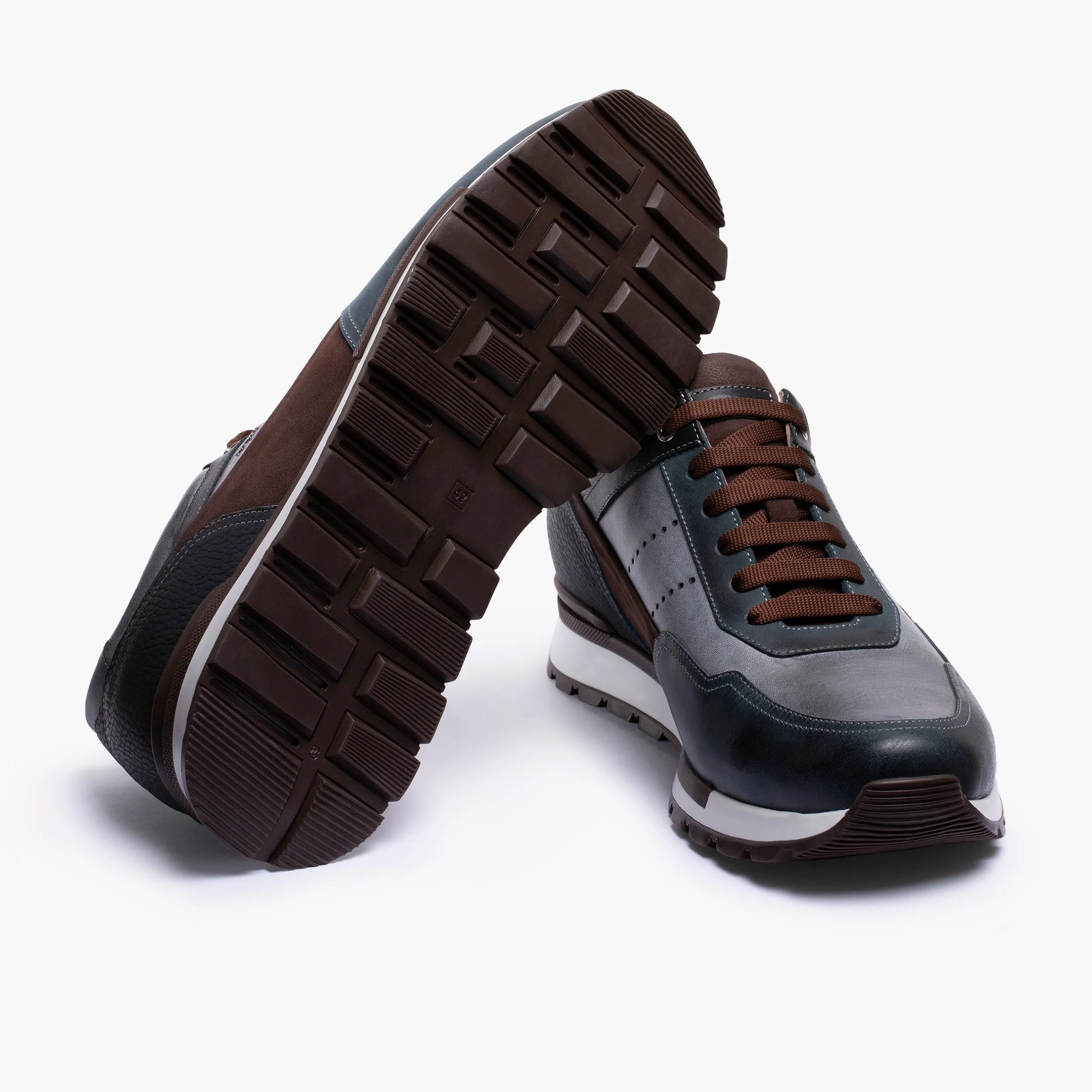 Number One Basketball Shoes Men's Blue Nubuck & Leather Sneaker