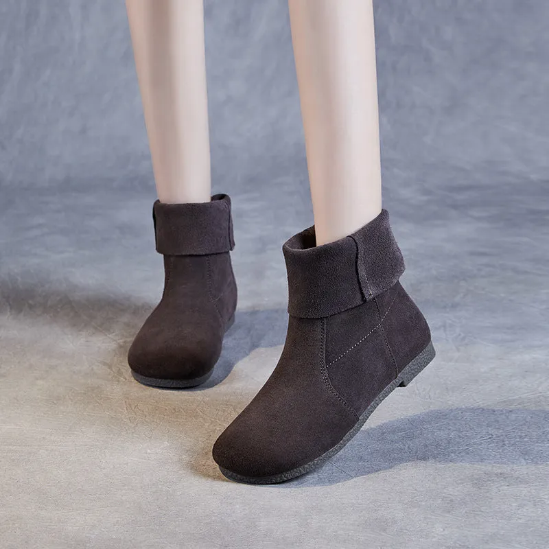 Women Minimalist Soft Suede Casual Flat Boots Boots Wellington