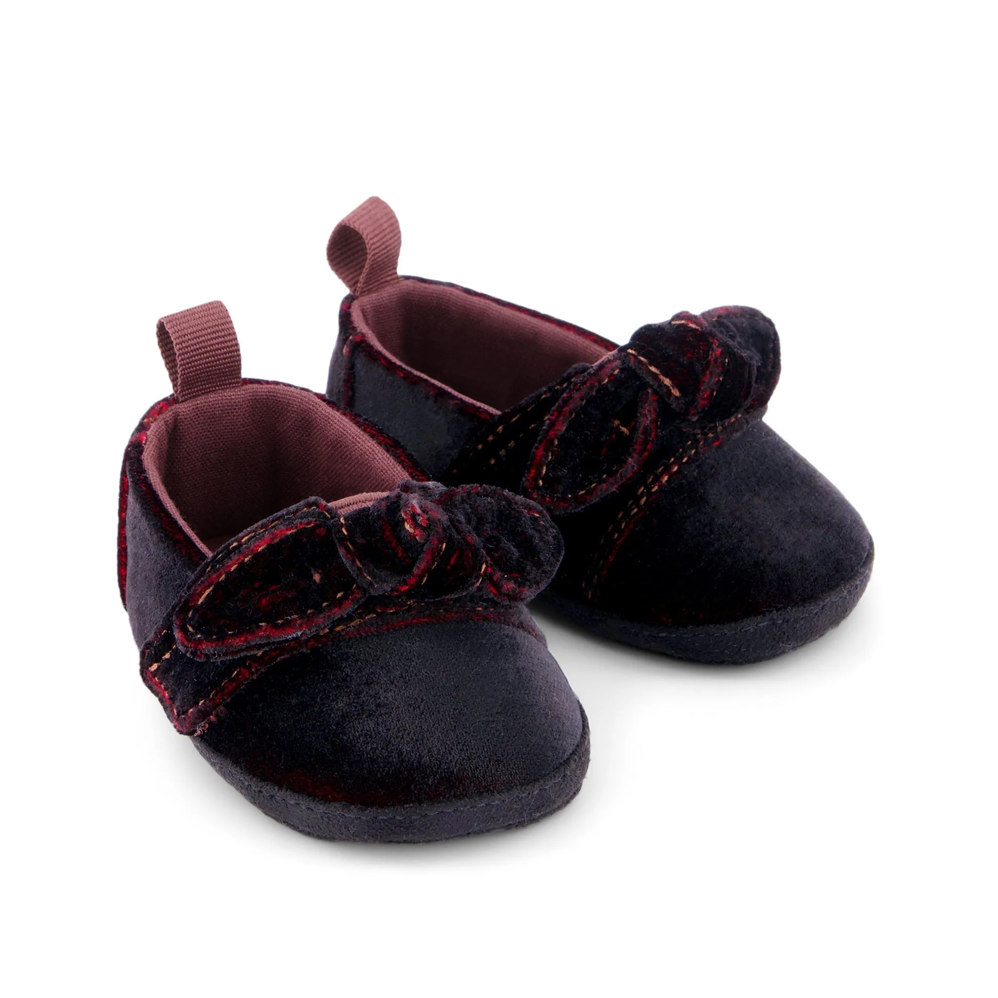 Easy Street Casual Shoes Layette Alpargata Burgundy Velvet Toddler Crib Shoe