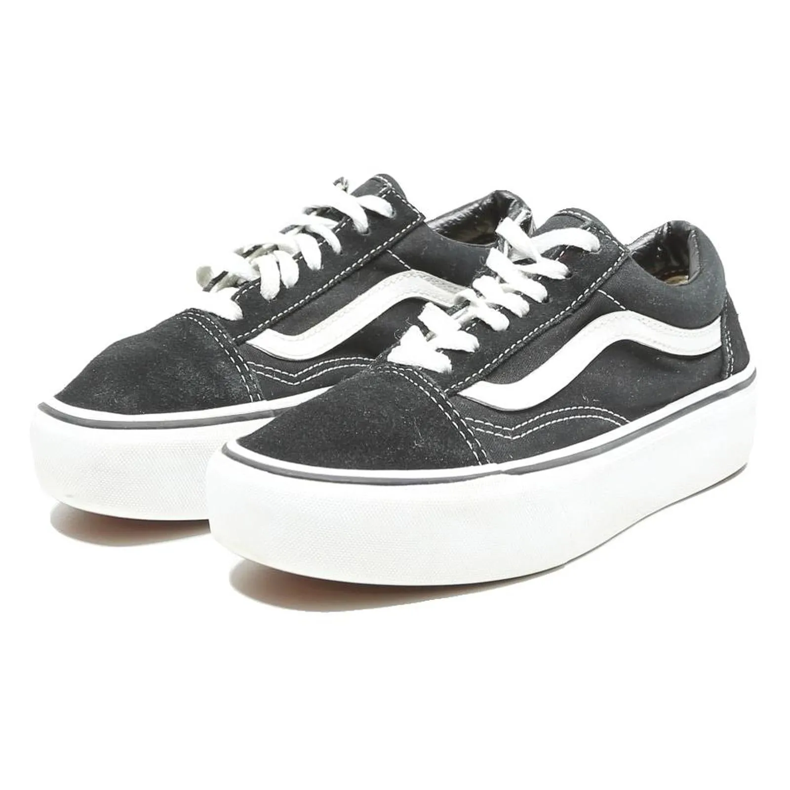 VANS Old Skool Boys Black Canvas Trainers UK 4 Classic Skate Shoes Best Super Trainer Running Shoes