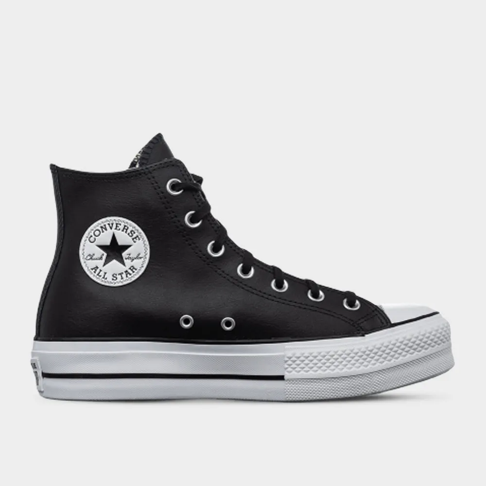 Converse Womens All Star Leather Platform High Top Sneakers Black Vintage Casual Shoes