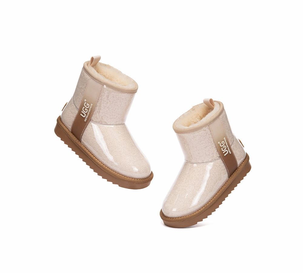 UGG Boots Kids Clear Waterproof Shearling Coated Neo Capelli Ankle Rain Boots