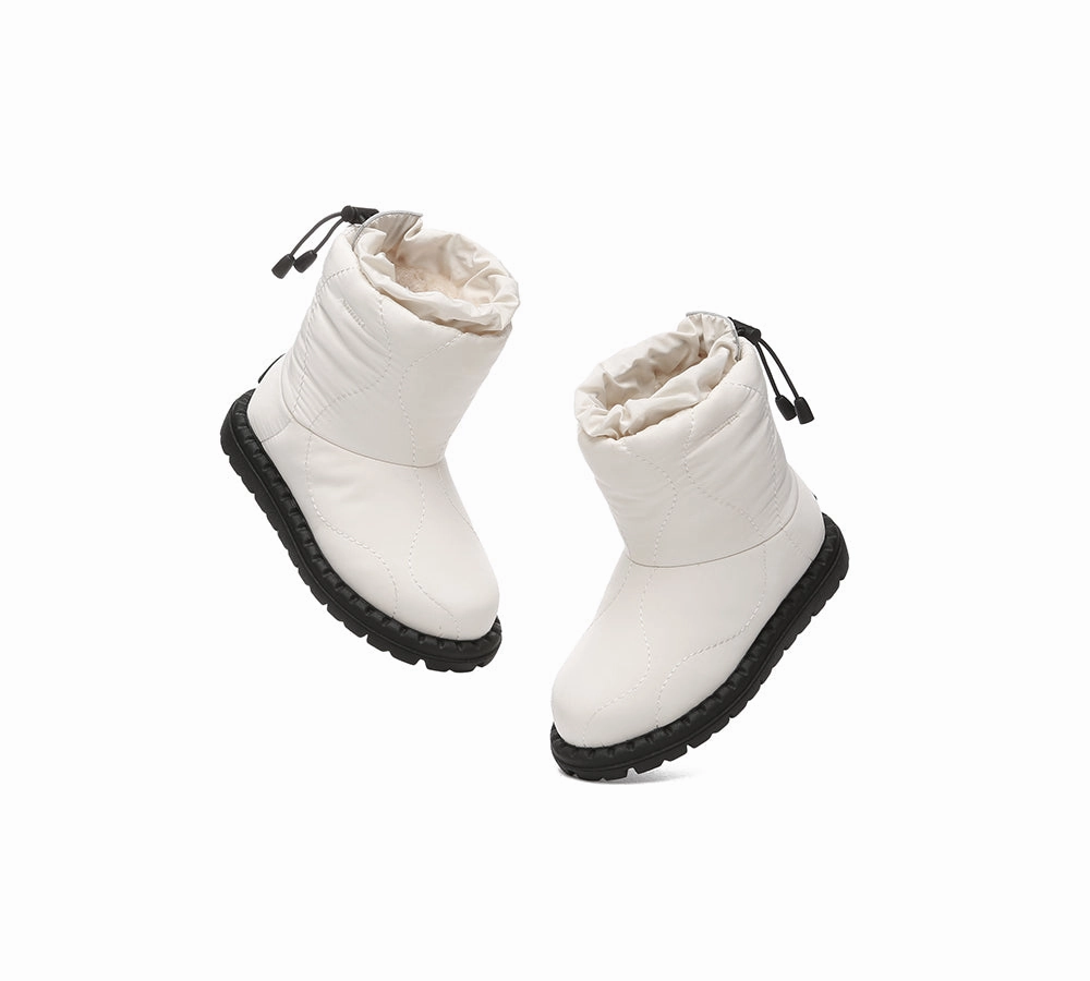 UGG Kids Boots Sheepskin Wool Waterproof Drawstring Boots Sonita Clear Rubber Rain Boots