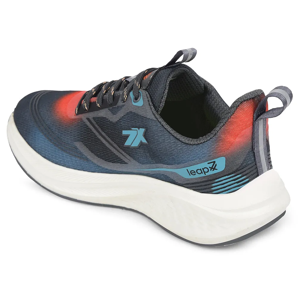 Leap7x Grey Sports Lacing Running Shoes For Men BESTIO-1E By Liberty Best Shock Absorbing Cross Training Shoes