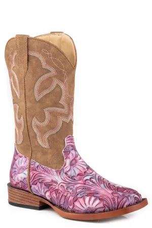 Boots Uk Limited Roper Kids Girls Raya Pink Faux Leather Cowboy Boots
