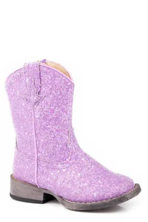 Roper Toddler Girls Glitter Galore Purple Faux Leather Cowboy Boots Spider Boots
