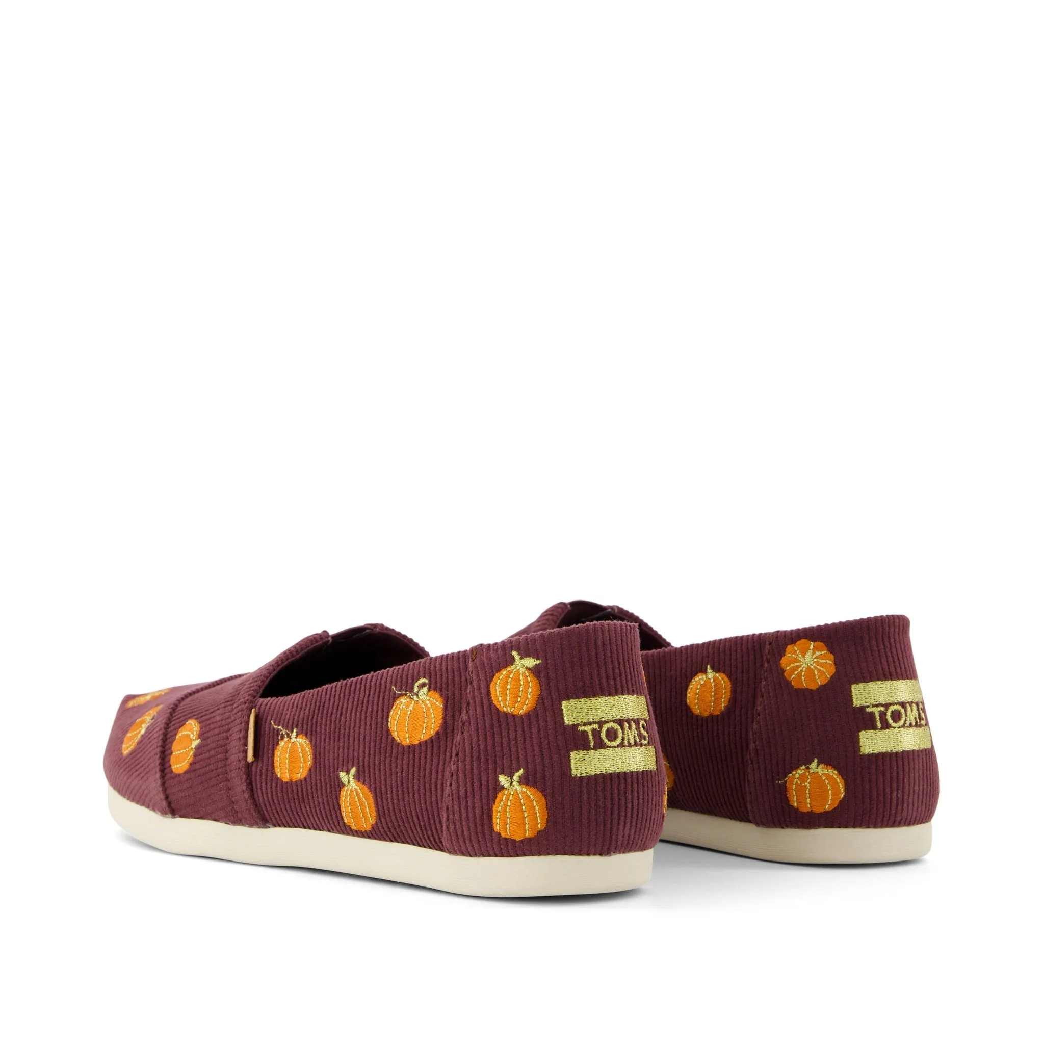 Casual Mid Top Shoes Classic Alpargata Burgundy Corduroy Embroidered Pumpkins