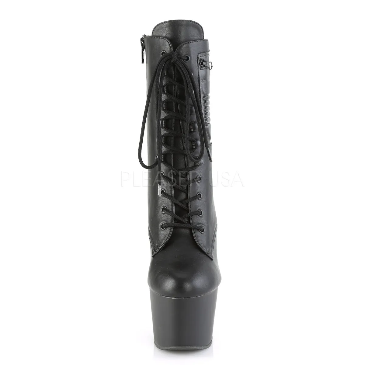 Hip Wader Boots 7 Inch Heel ADORE-1020PK Black Faux Leather
