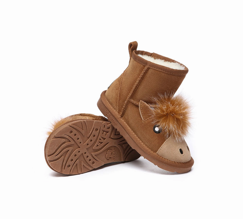Kid Sheepskin Wool Boots Pony Kids Plus Shoes Rain Boots