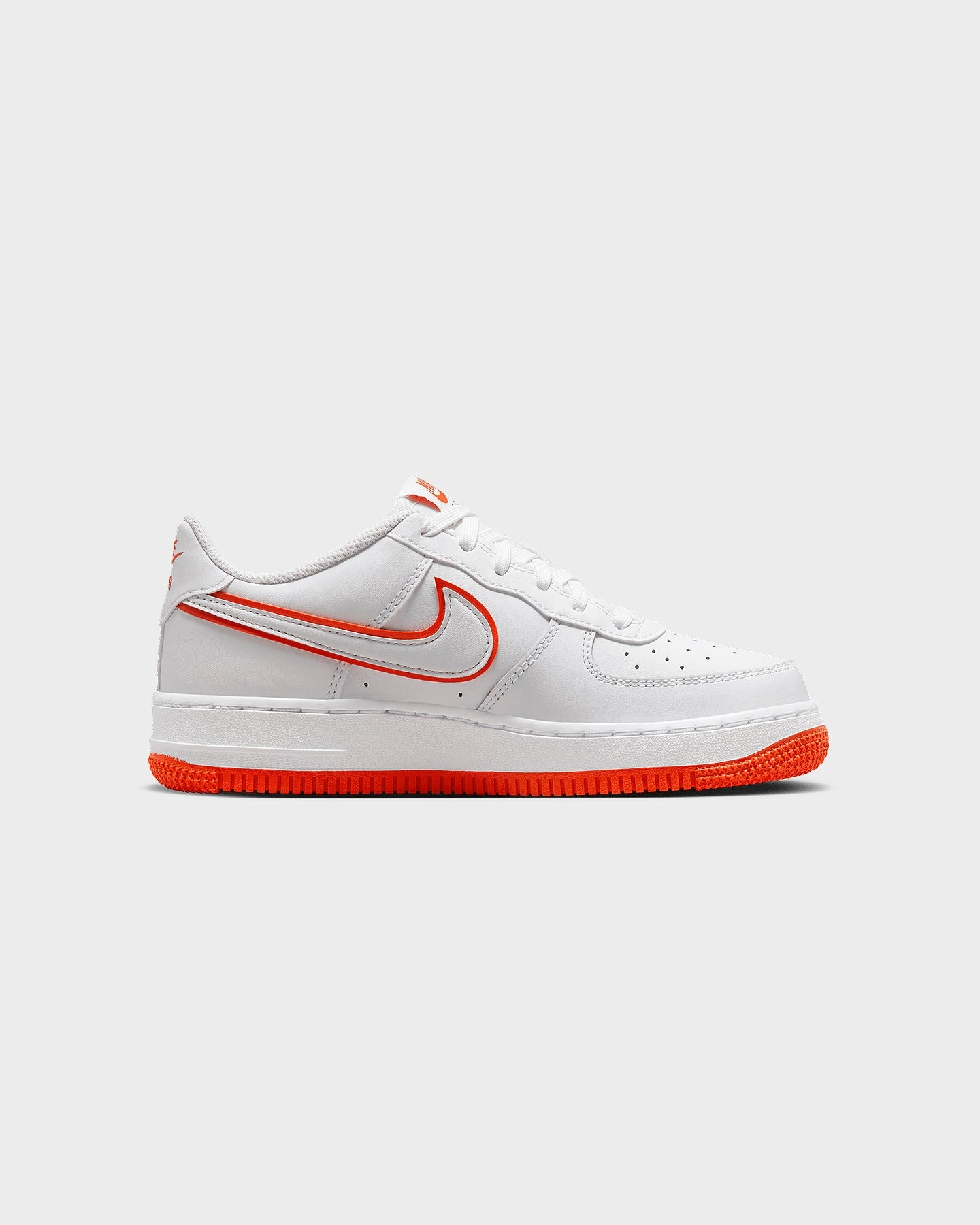 Youth Size Basketball Shoes Nike Kids' Air Force 1 (GS) White/Picante Red