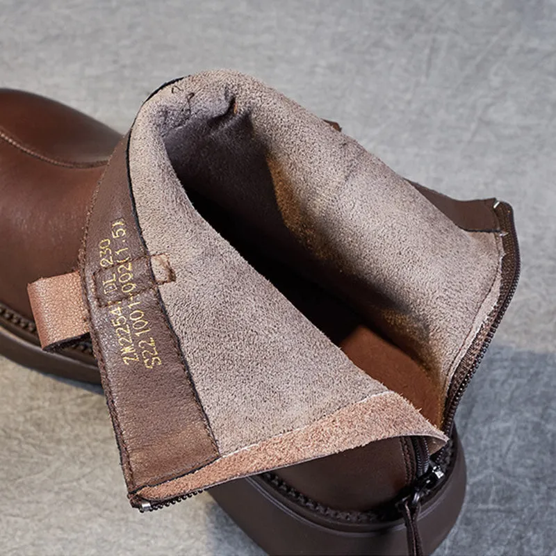 Knee High Boots With Dress Women Minimalist Retro Soft Leather Casual Boots