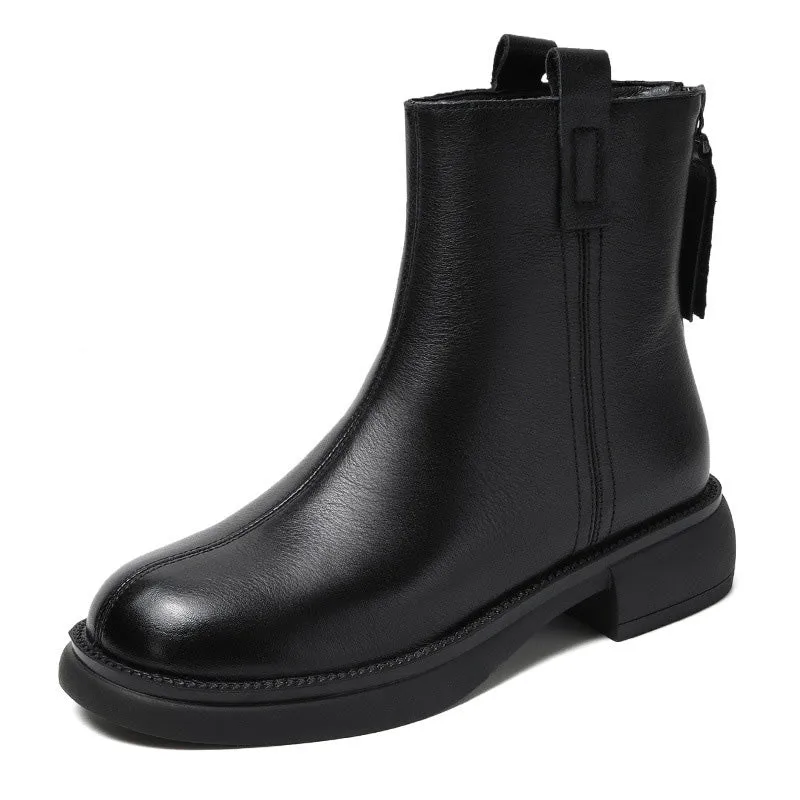 Cow Print Boots Women Minimalist Retro Soft Leather Casual Boots