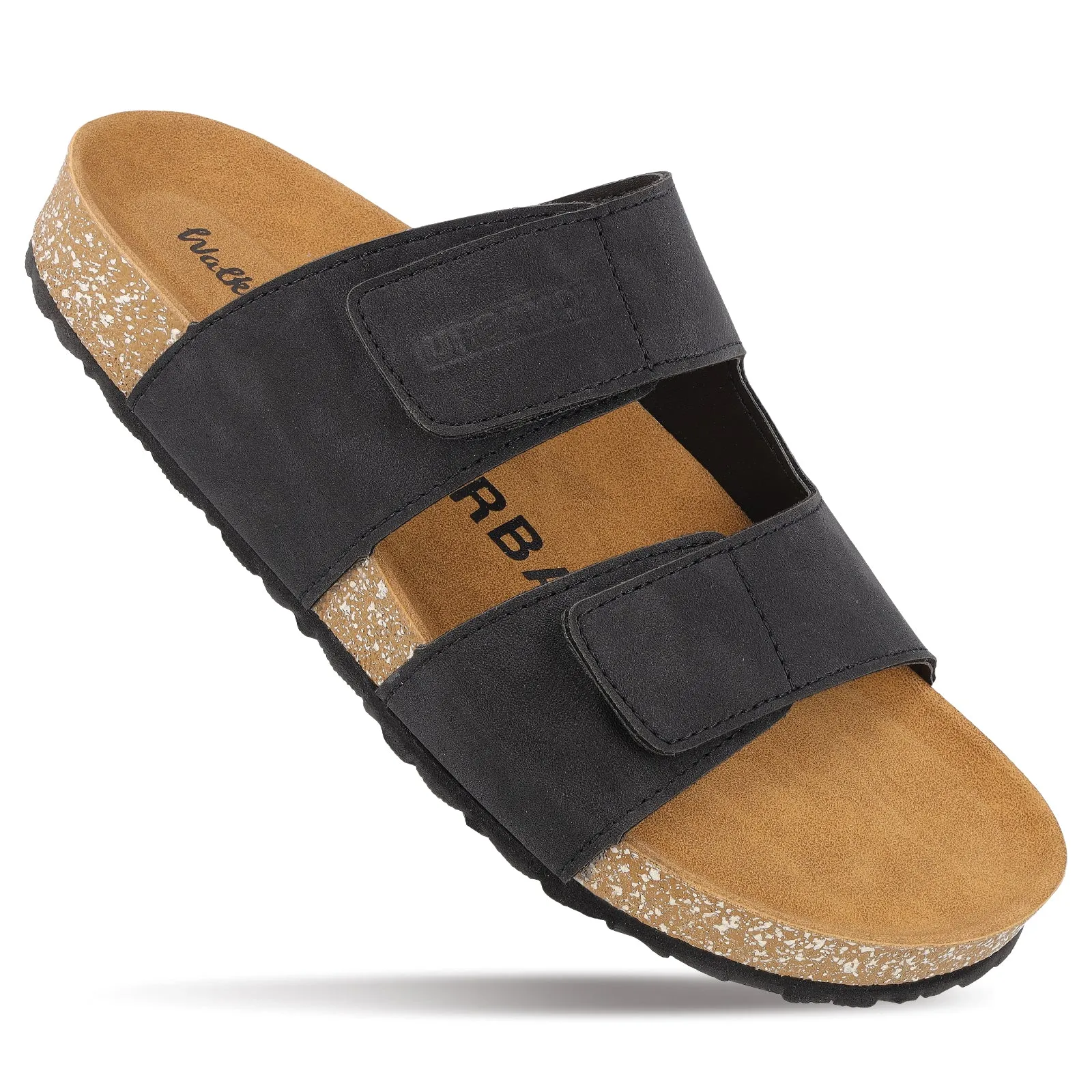 URBANOZ Men's Comfort Sandals - WGE53068 Black Footbed Sandals
