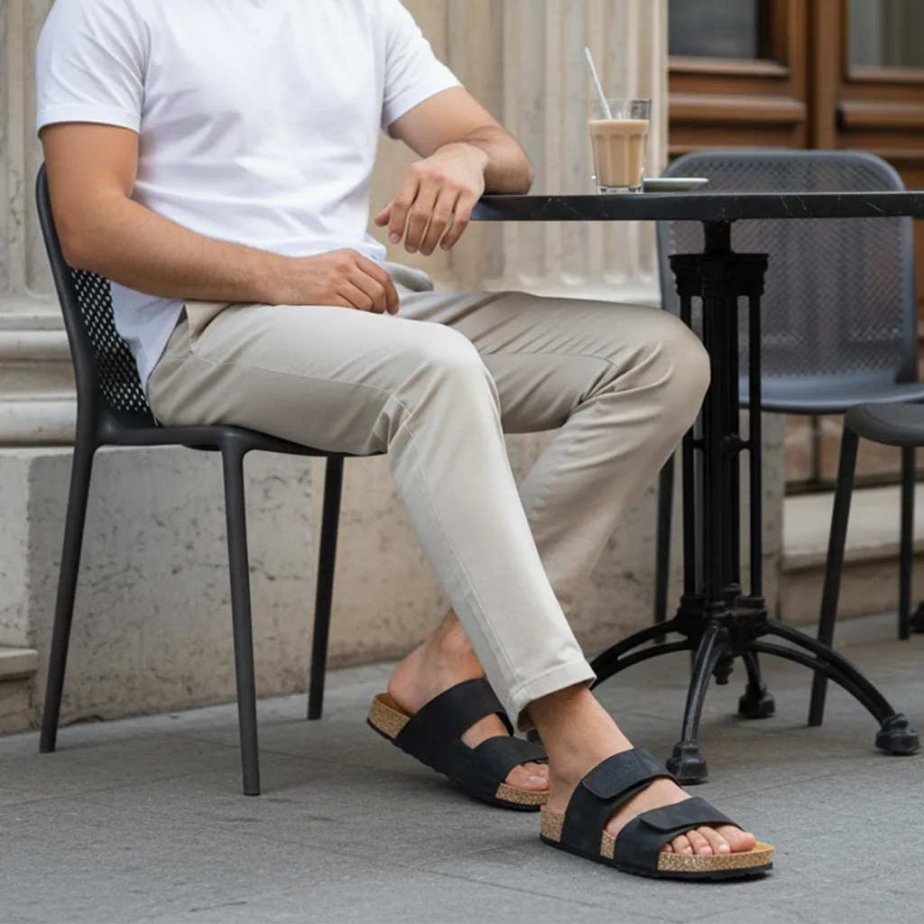 Fashion Sandals URBANOZ Men's Comfort Sandals - WGE53068 Black