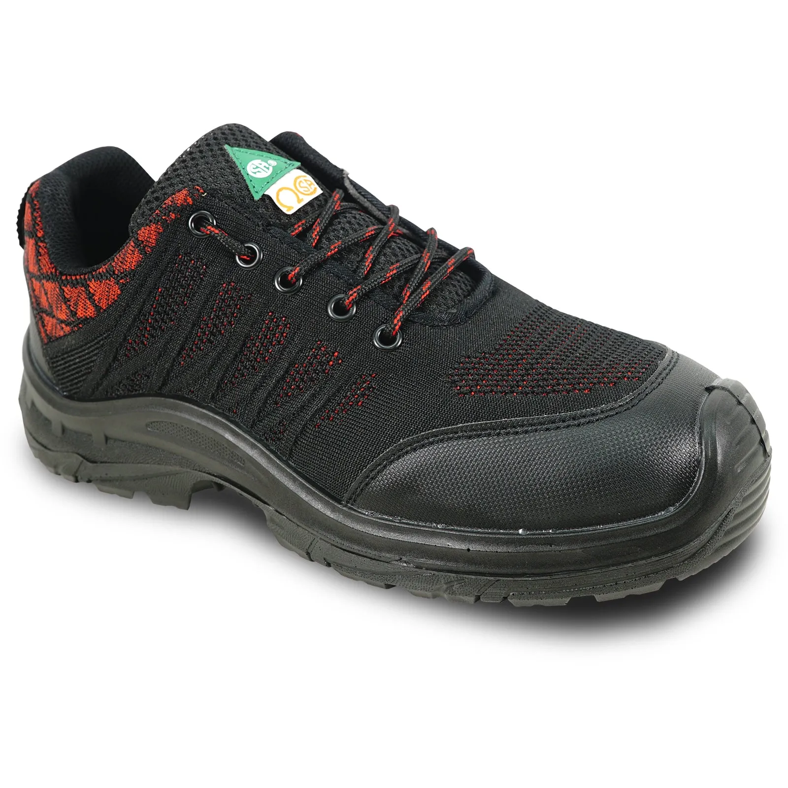 Western Boots Square Toe VANGELO Men Work Safety Shoe HELMUT-1 CSA Certified Steel Toe Protection Black/Red