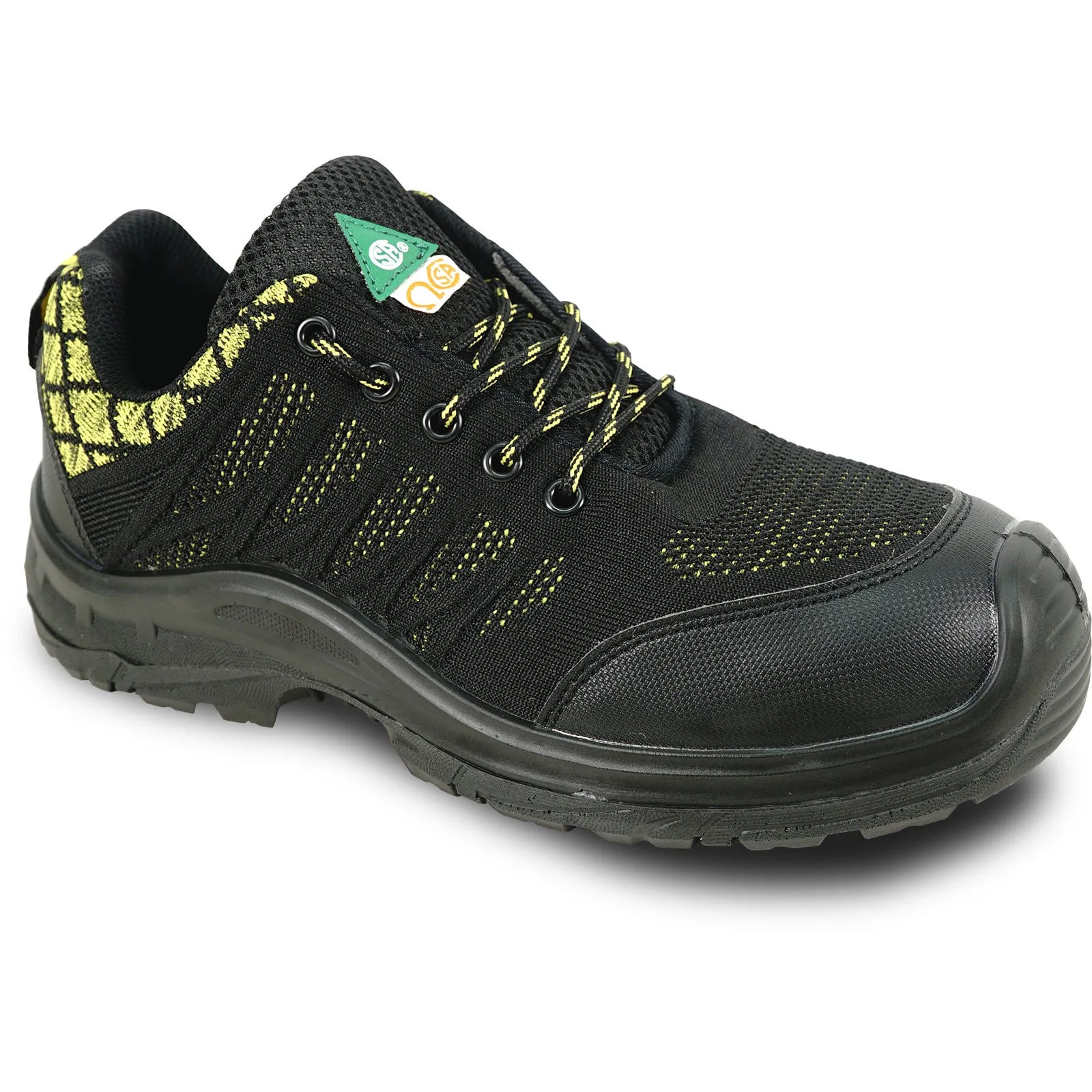 Tony Lama Ostrich Boots VANGELO Men Work Safety Shoe HELMUT-1 CSA Certified Steel Toe Protection Black/Yellow