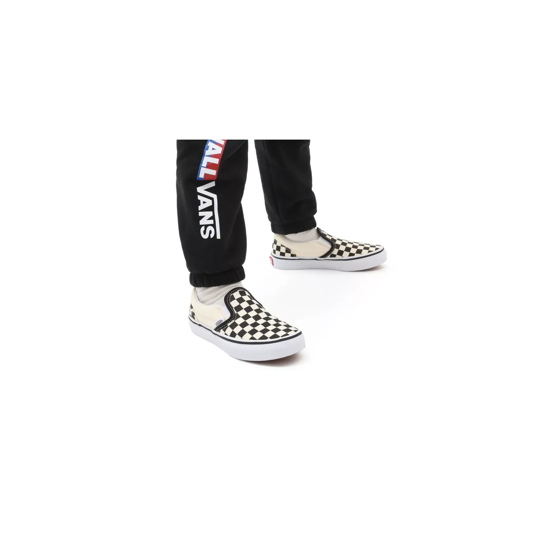 Vans Kid's Checkerboard Classis Slip On Shoes - Black / White Shoes For Casual Biking