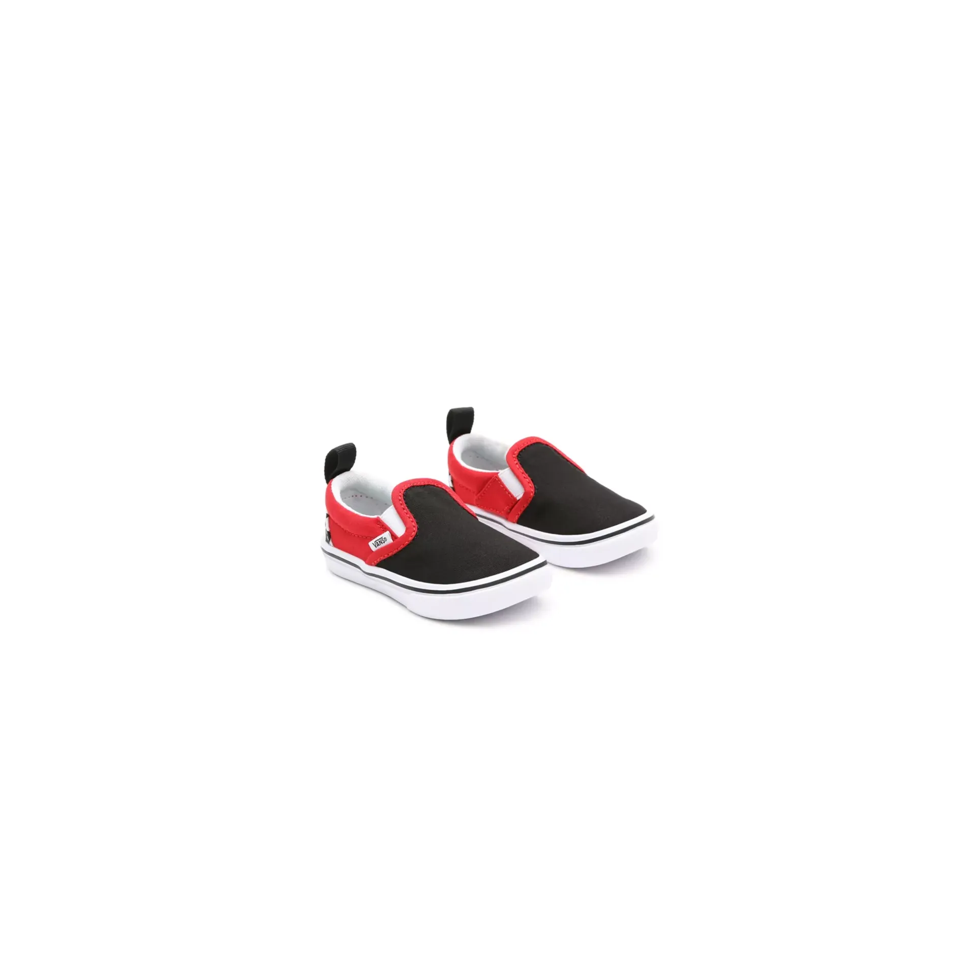 Vans Kid's Checkerboard Comfycush Slip On V Shoes - Black / Red Casual Dress Shoes Nearby