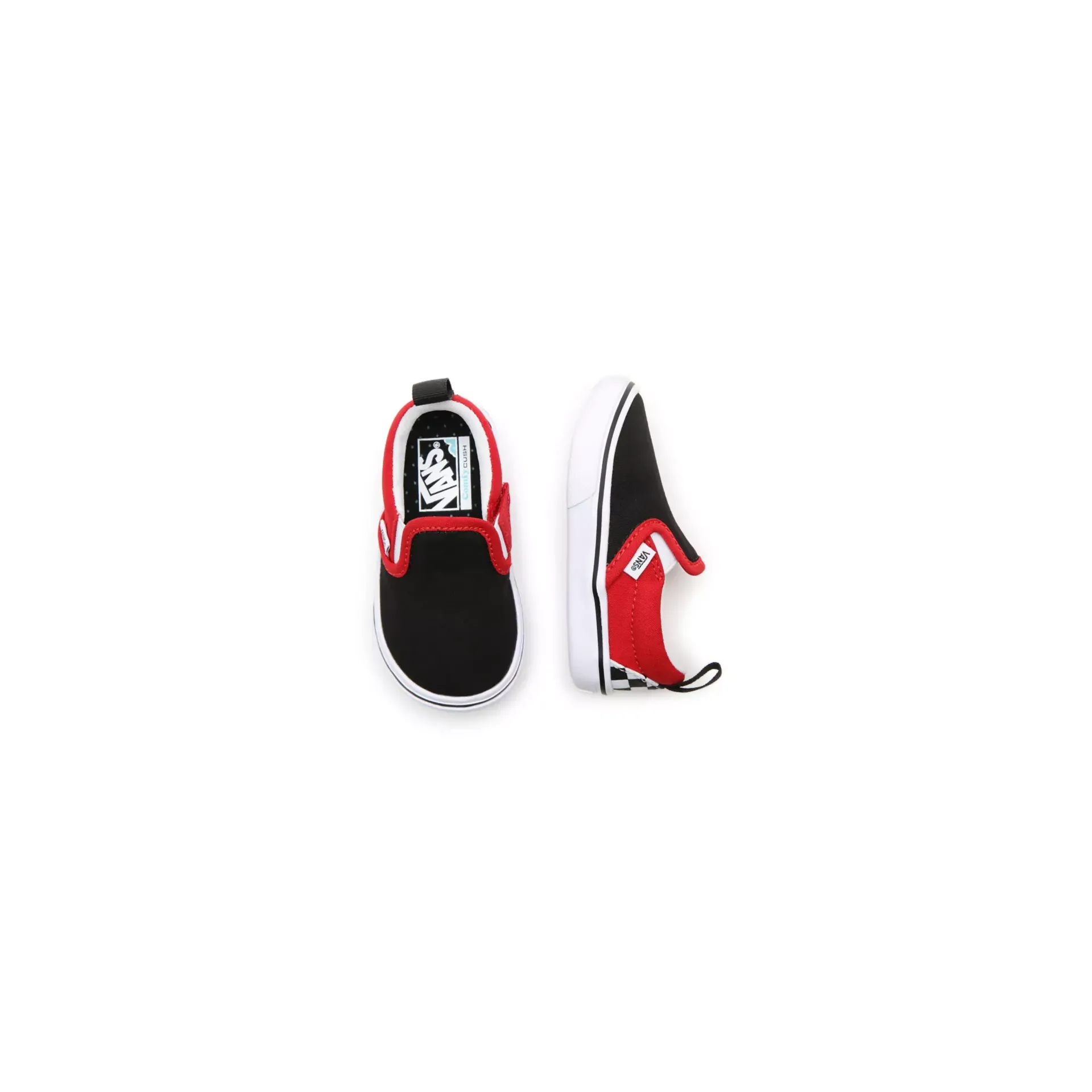Dvs Casual Shoes Vans Kid's Checkerboard Comfycush Slip On V Shoes - Black / Red