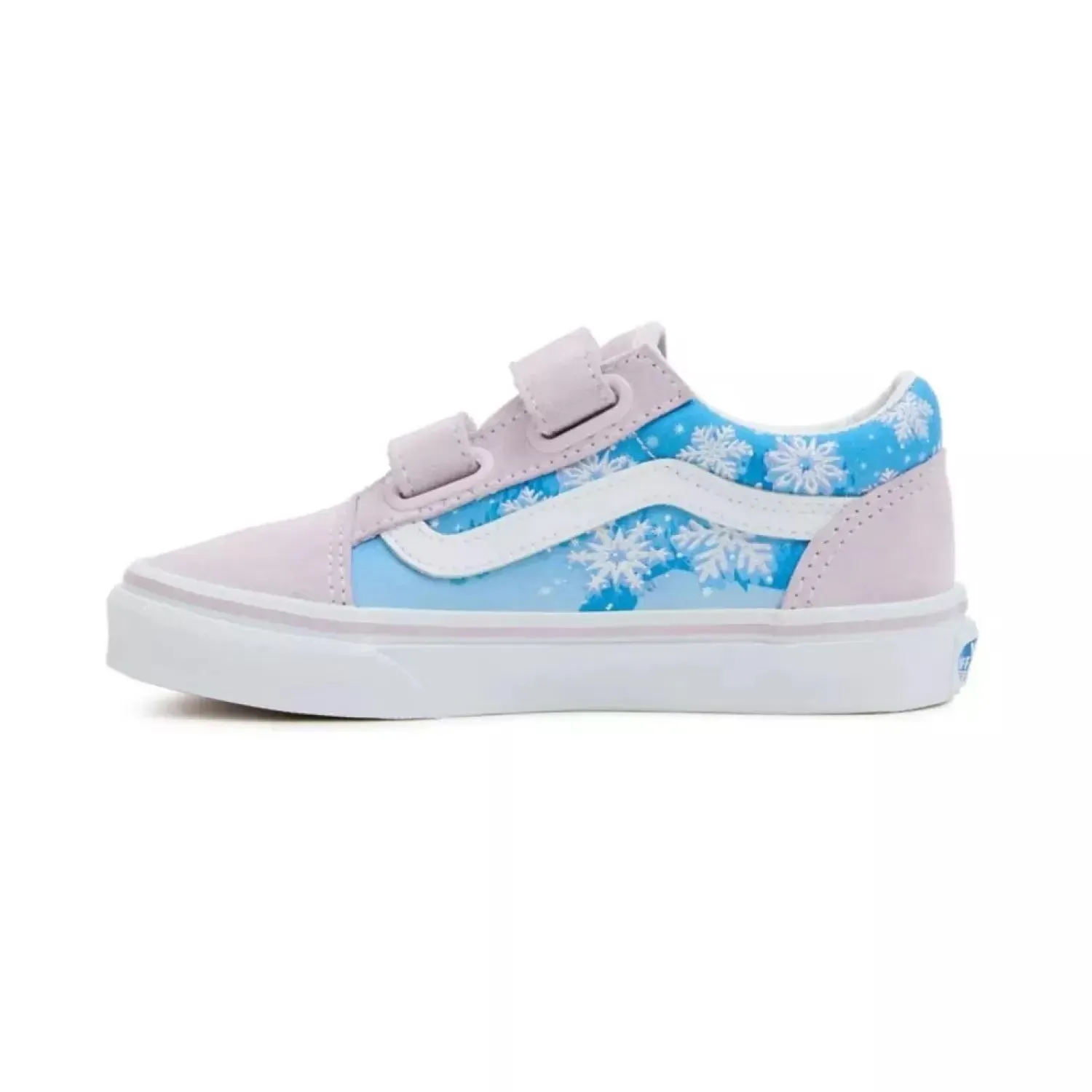 Sweet Classic Leather Casual Shoes Vans Kid's Old Skool V Shoes - Pink / Blue / White