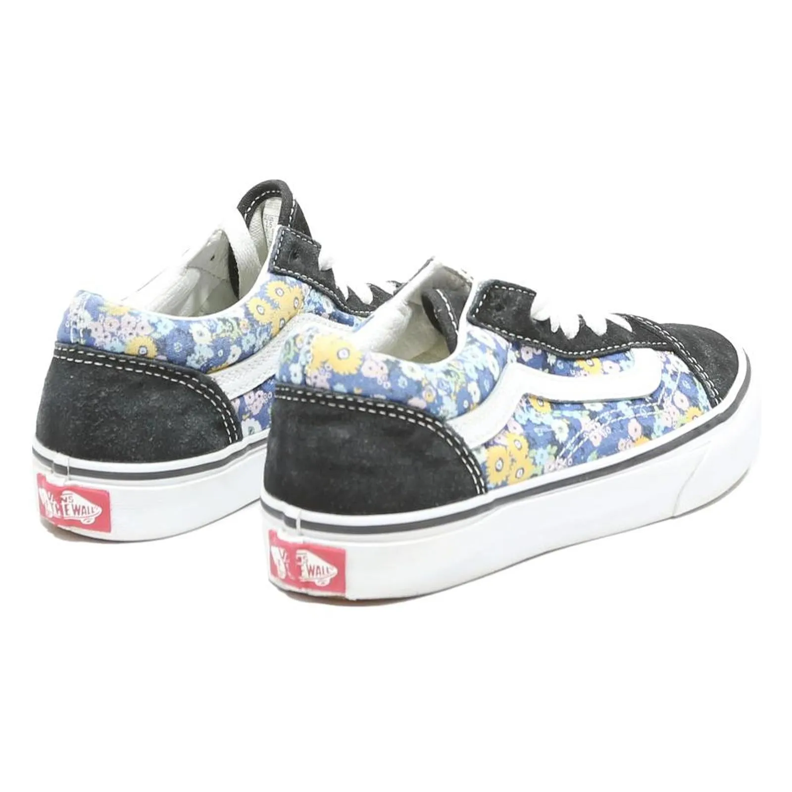 Jump 99 Training Shoes VANS Old Skool Girls Lace-Up Trainers Black & Blue Canvas UK 2 Floral Pattern