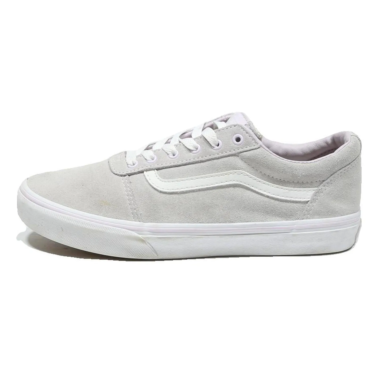 VANS Old Skool Girls Low Top Trainers Grey & White Synthetic UK 4.5 Casual Skate Jj Watt Training Shoes