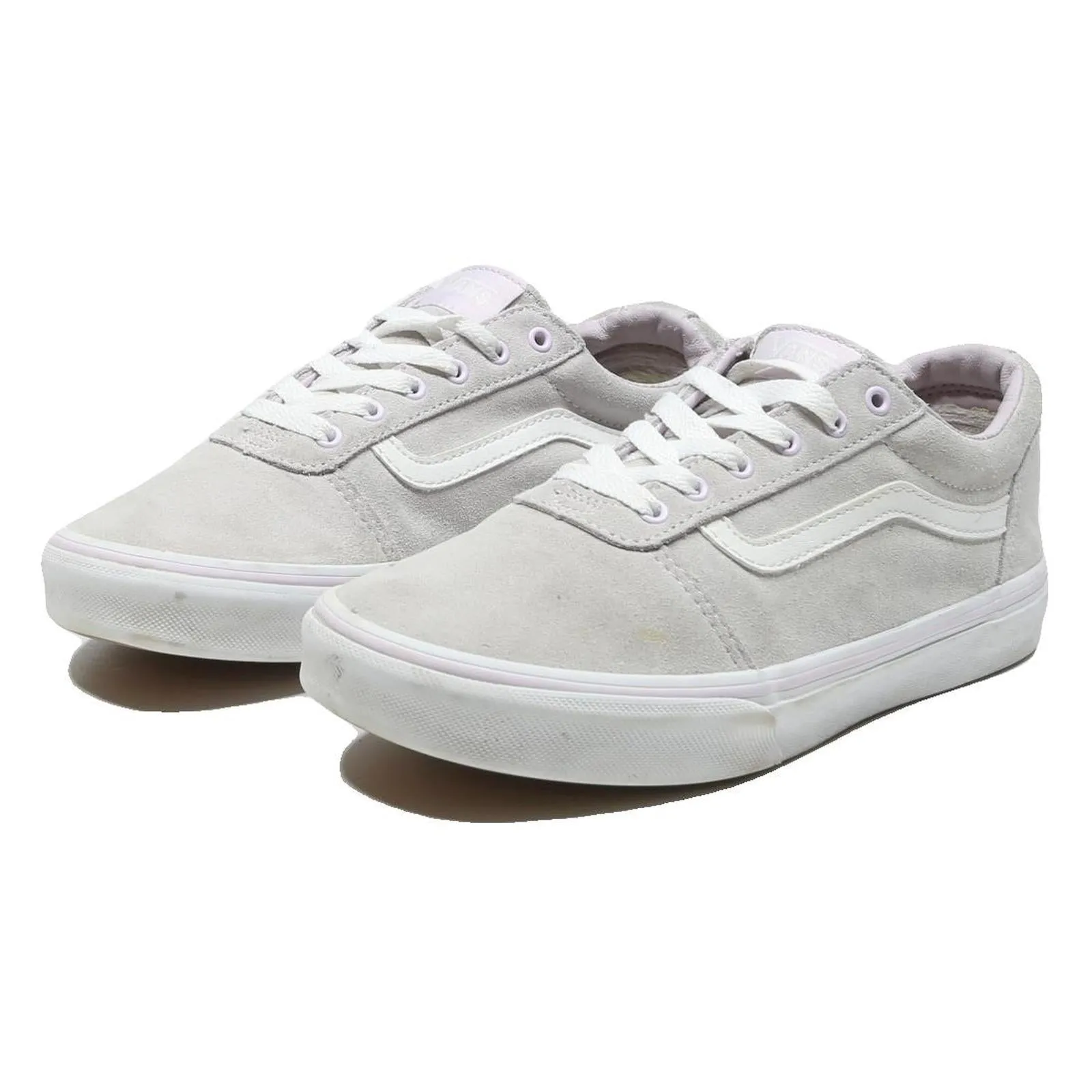 VANS Old Skool Girls Low Top Trainers Grey & White Synthetic UK 4.5 Casual Skate Elf Shoe Train
