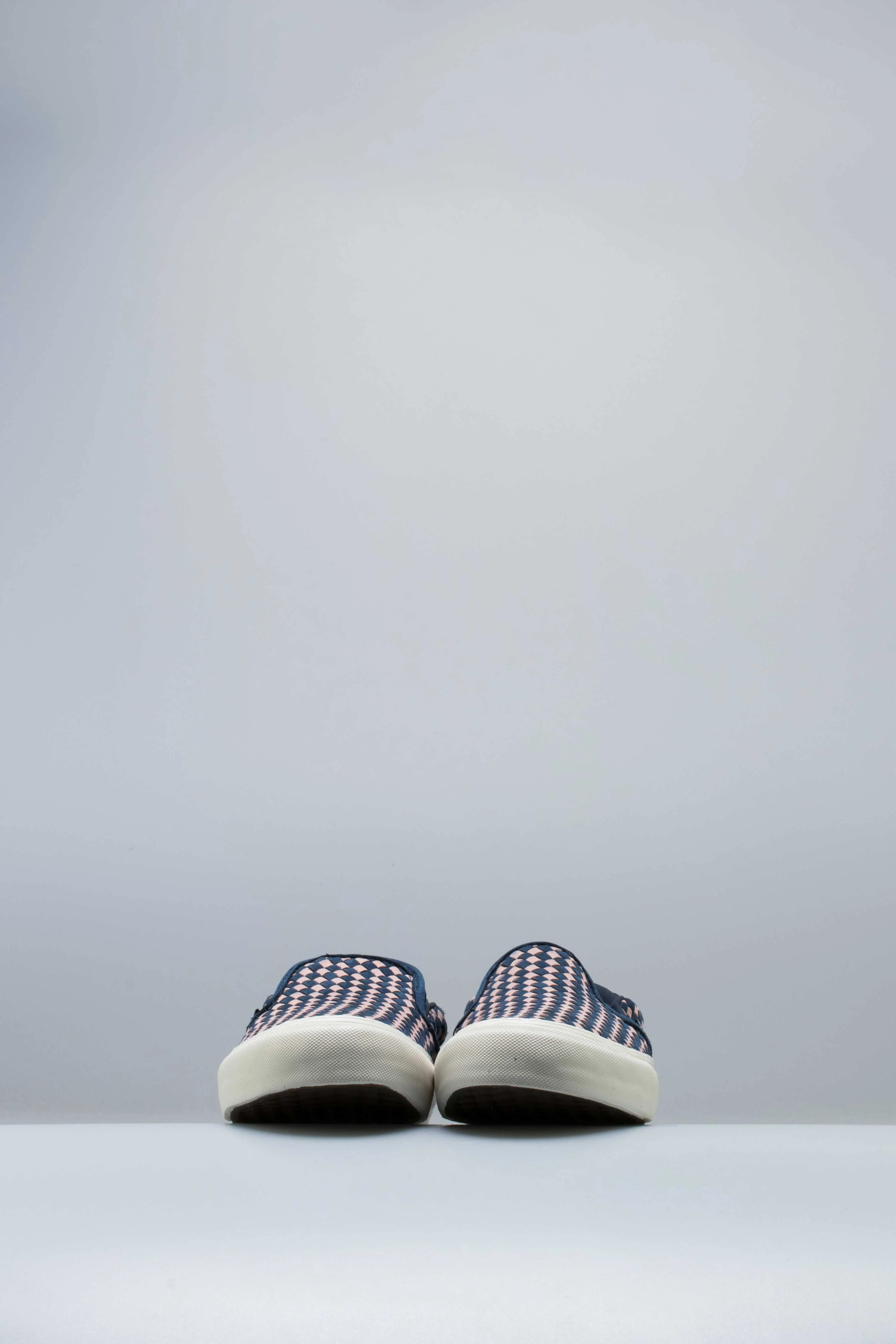 Best Cushioned Skate Shoes Vans Vault X Taka Hayashi Woven Slip-On 66 LX Men's Shoe - Dress Blue/Marshmellow White