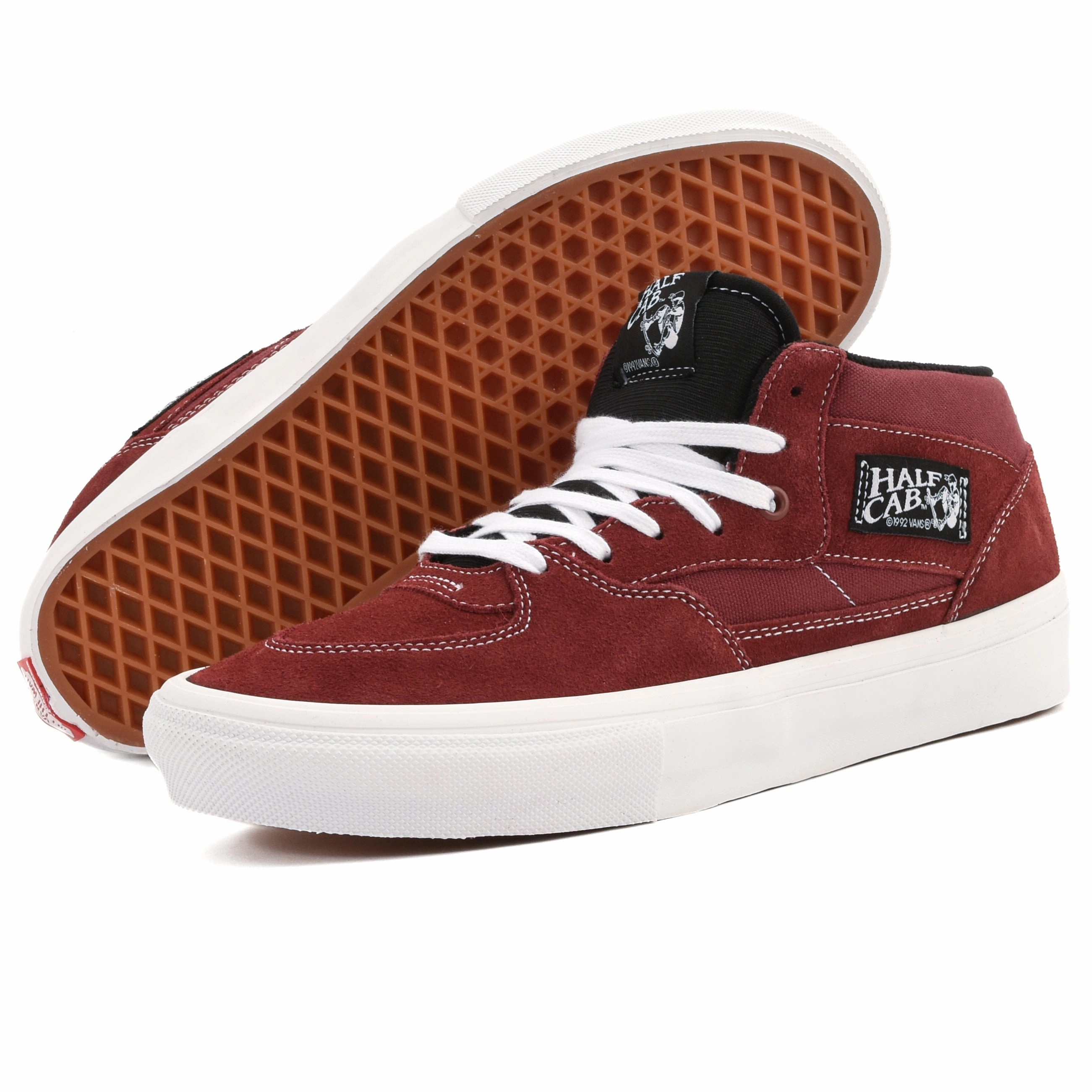 Vans - Skate Half Cab (Burgundy/White) White Gum Skate Shoes