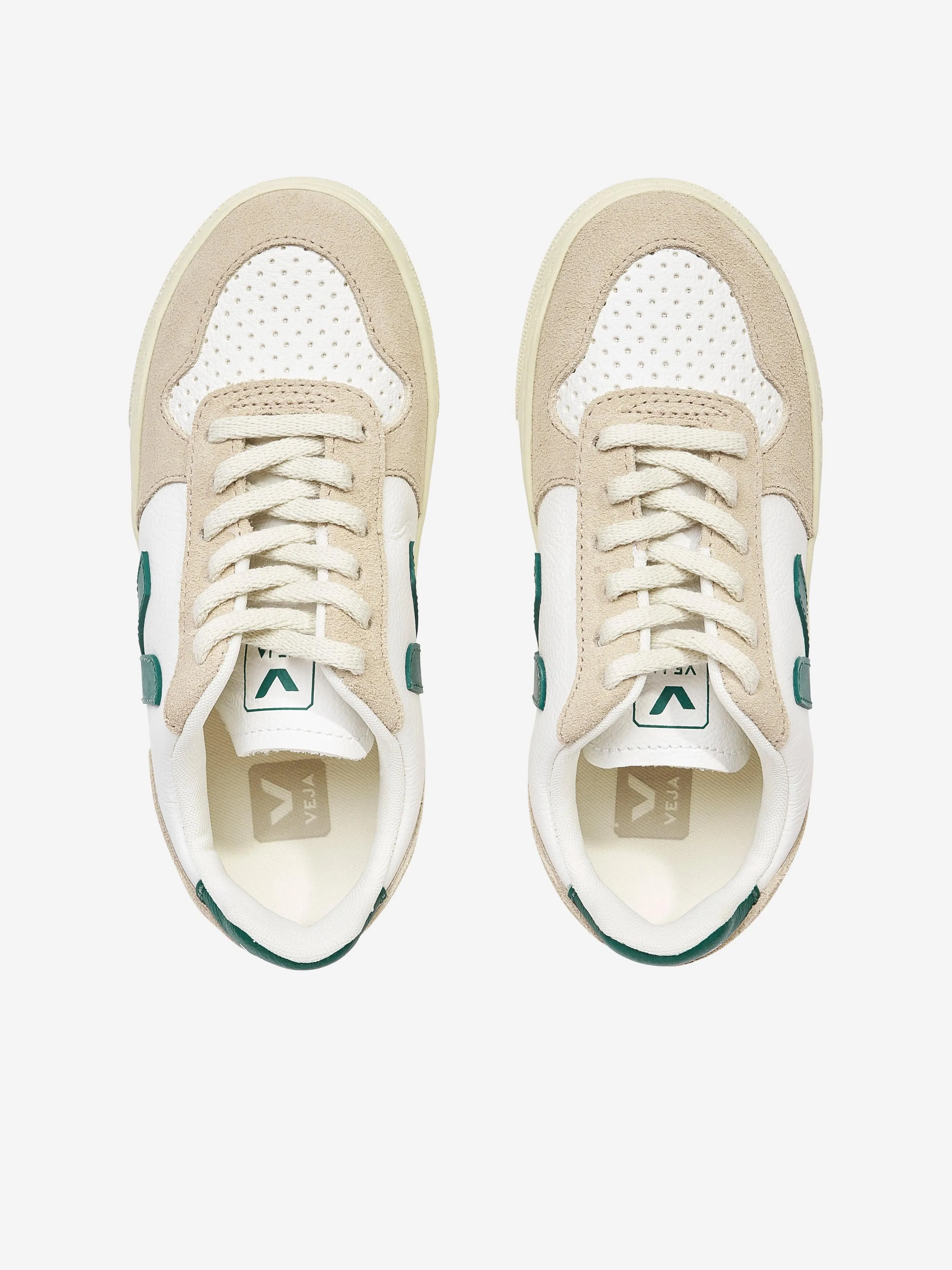 Veja Kids Chromefree Leather Small V-10 Laces Trainers in White Cam Highlight Training Shoes