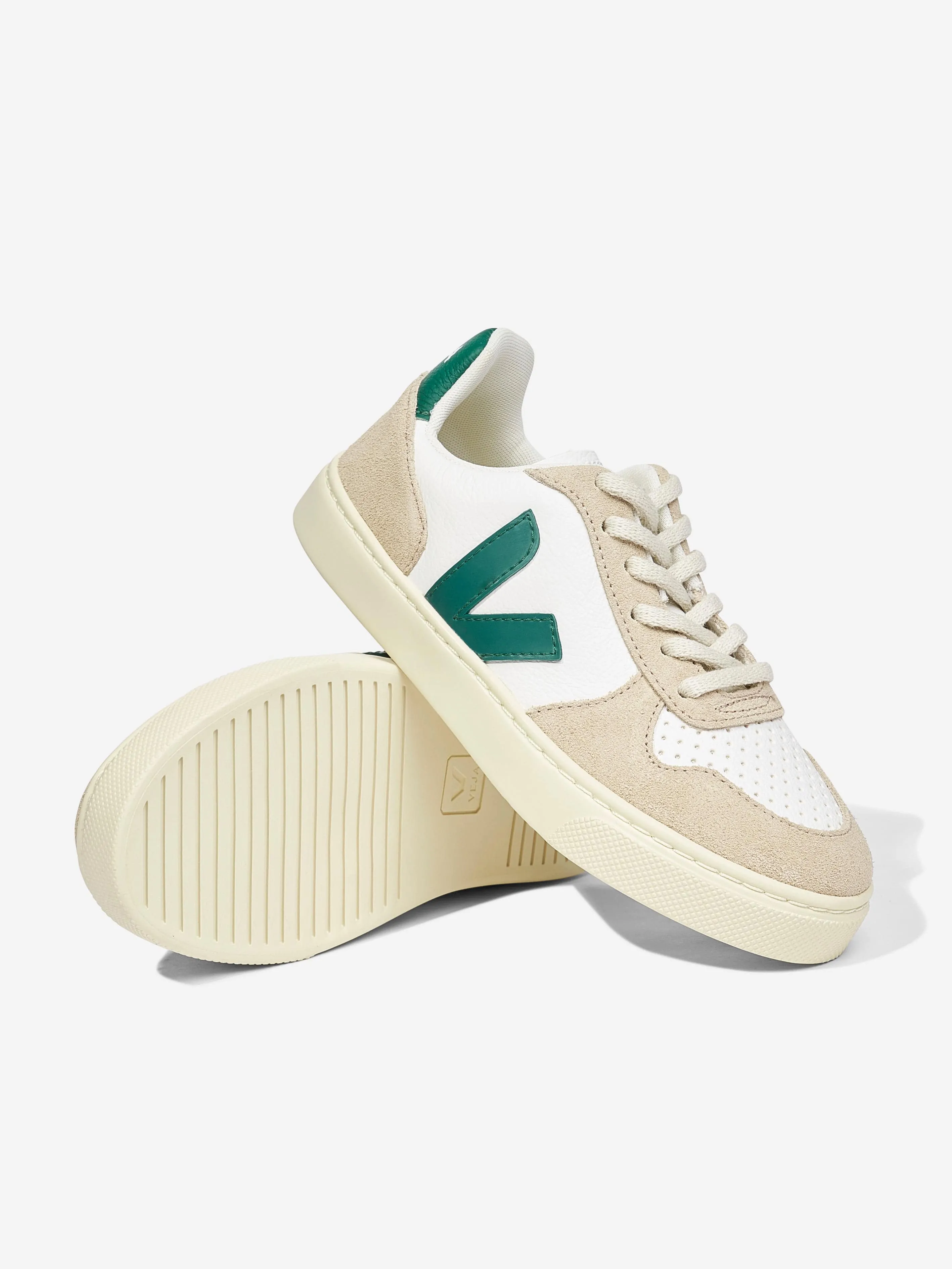 Baseball Turf Training Shoes Veja Kids Chromefree Leather Small V-10 Laces Trainers in White