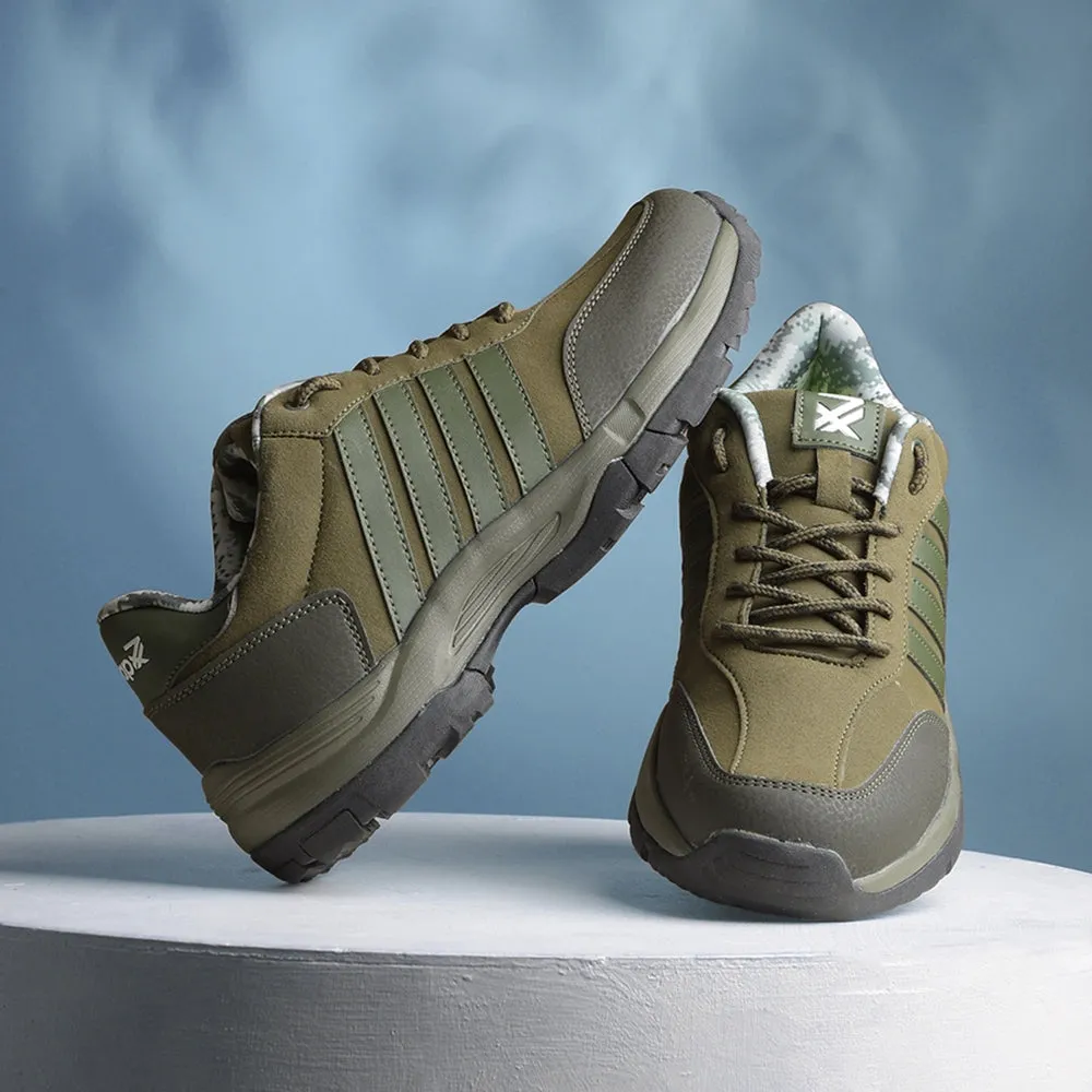 Leap7x Casual Olive Green Lacing Trekking Shoes For Mens COLUMBIA6E By Liberty Dropset 2.0 Earth Trainer Shoes