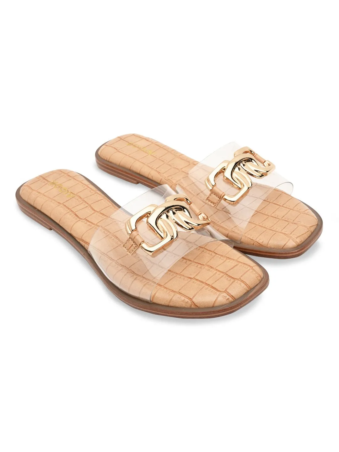 Fuzzy Sock Slippers Rocia By Regal Transparent Women Buckled Sliders