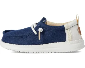 Jordan Ma2 Casual Shoes Hey Dude Wally Toddler Stretch Craft Linen Sargasso Blue/White