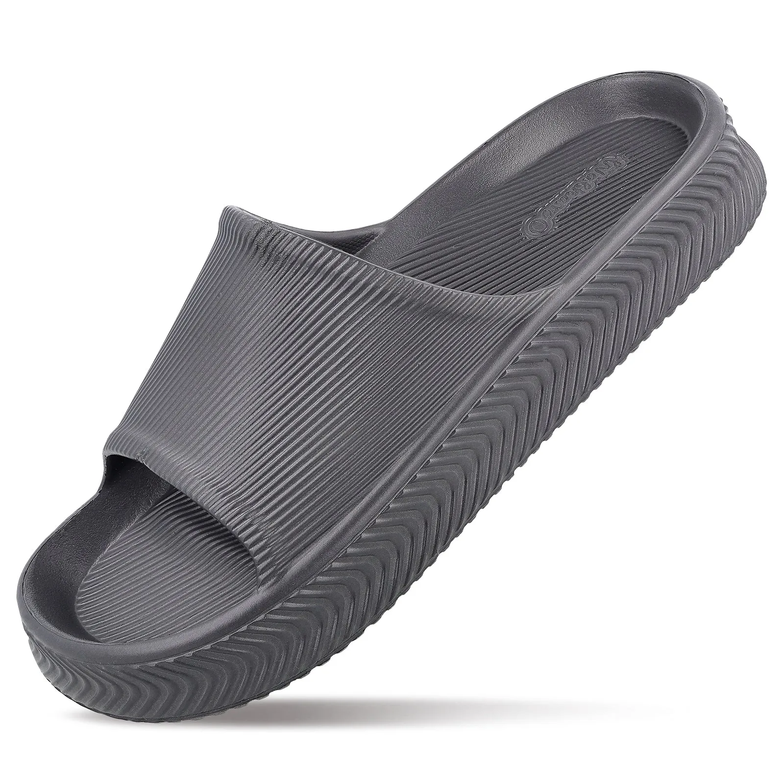 Bob Barker Slippers Walkaroo Mens Flip Flop Sliders  - WC8737 Dark Grey
