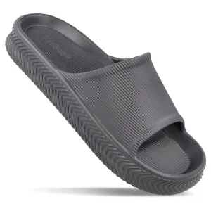 Cozy Slippers With Nut Logo Walkaroo Mens Flip Flop Sliders  - WC8737 Dark Grey