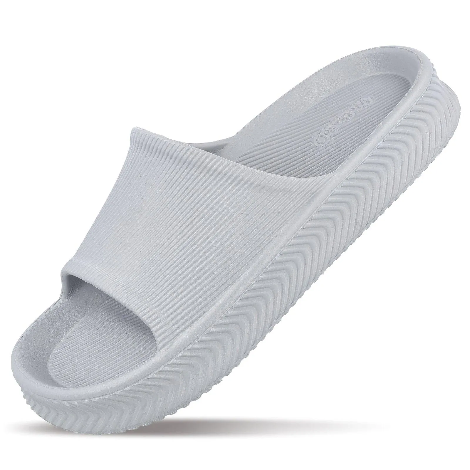 Logo Slippers Walkaroo Mens Flip Flop Sliders  - WC8737 Light Grey