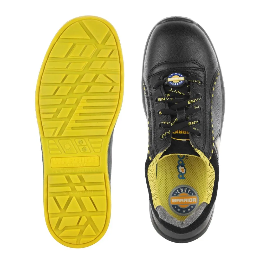 Warrior Steel Toe Black & Yellow Safety Shoes for Men Envy Earth Popcorn By Liberty Wide Toe Box Boots
