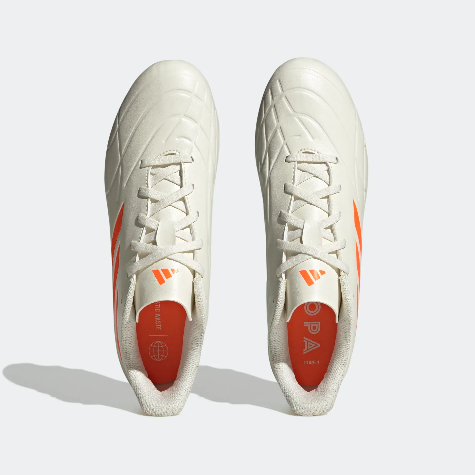 Soccer Cleats With Spikes Adidas Men's Copa Pure.4 Flexible Ground Boots - Off White / Solar Orange