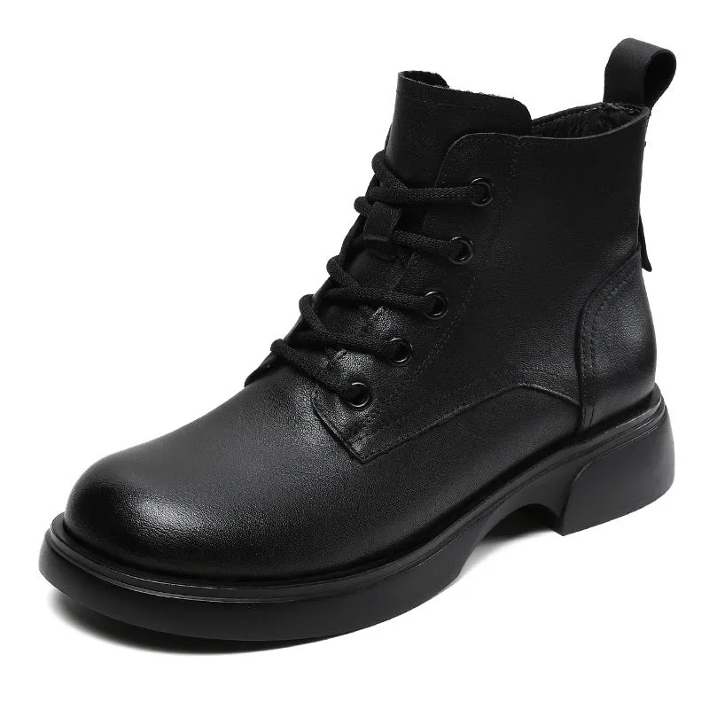 Women Classic Leather Casual Flat Ankle Boots Rain Boots For Youth