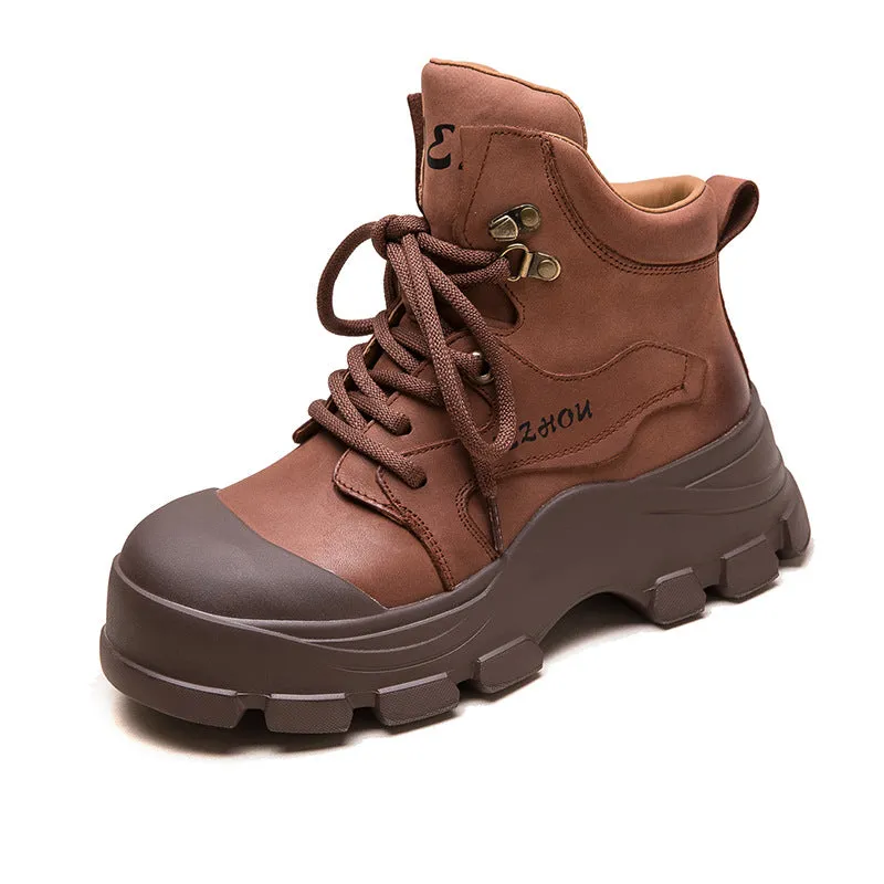 Best Rain Boots 2024 Women Classic Leather Casual Lace-up Ankle Boots